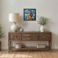 16" x 16" Patriotic Golden Retriever Framed Print