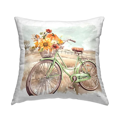 Stupell Industries Fall Florals Bicycle Decorative Printed Throw Pillow