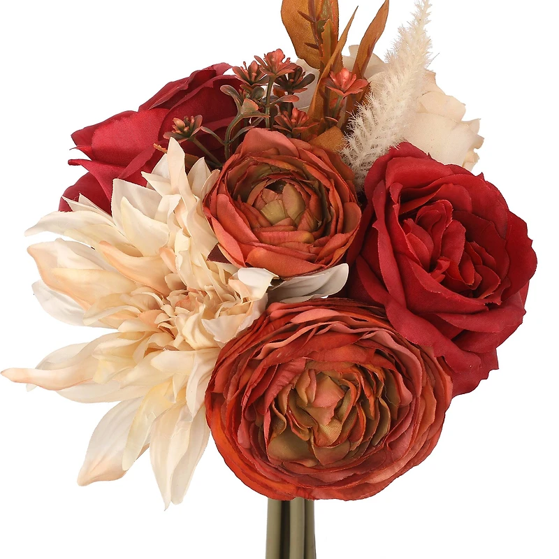 10" Red & Cream Ranunculus & Rose Bouquet by Ashland®