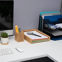 Mind Reader Lattice Collection Rayon from Bamboo Paper Tray & Pen Cup Set