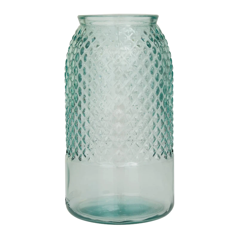 Blue Recycled Glass Spanish Decorative Jars 6" x 6" x 11"