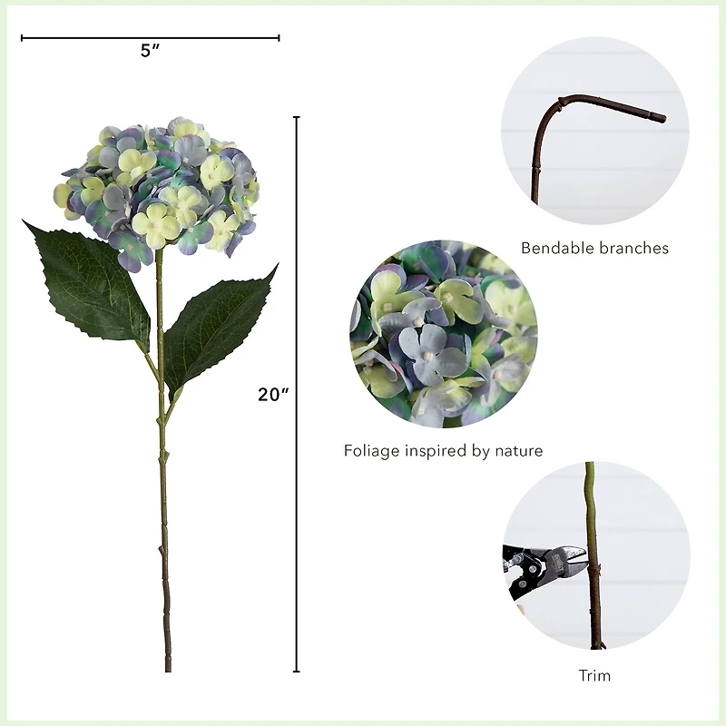 20" Hydrangea Flower Stems