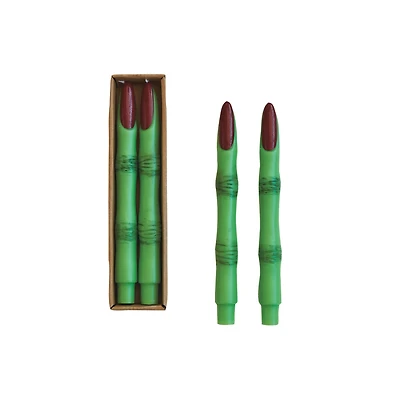 Hello Honey 10" Green & Red Unscented Witch Finger Shaped Taper Candles, 2ct.