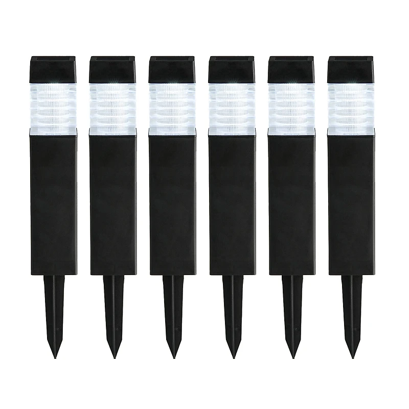 Glitzhome® 15.25" Solar Powered Transparent Texture Lens Pathway Stake Lights, 6ct.