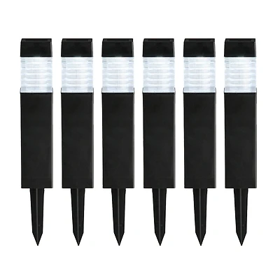 Glitzhome® 15.25" Solar Powered Transparent Texture Lens Pathway Stake Lights, 6ct.