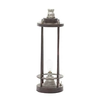 Brown Iron Industrial LED Lantern, 13" x 4" x 4"