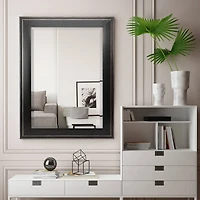 Head West Distressed Black Two-Step Beveled Glass Framed Mirror