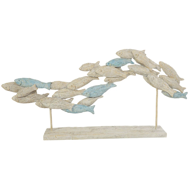 24" Light Blue Ombre Textured Polystone Fish Swimming Sculpture with Stand