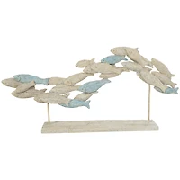 24" Light Blue Ombre Textured Polystone Fish Swimming Sculpture with Stand