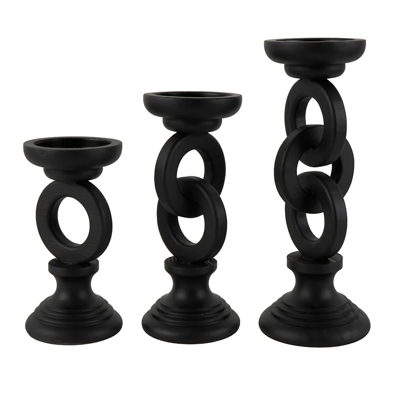 Black Chain Link Candle Holder Set