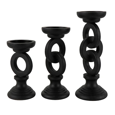 Black Chain Link Candle Holder Set