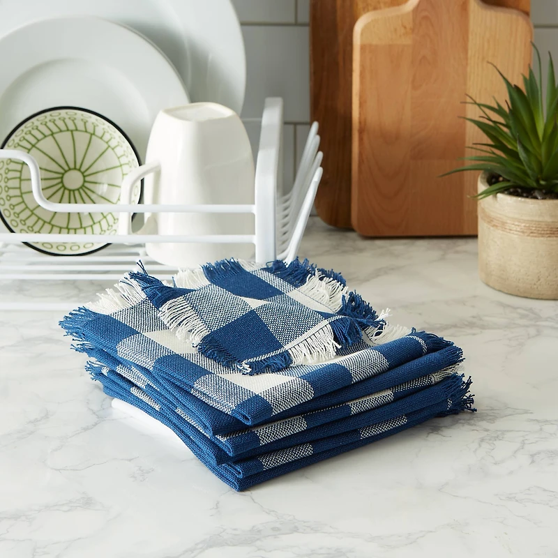 DII® Assorted Navy Heavyweight Fringed Dishcloth (Set of 6)