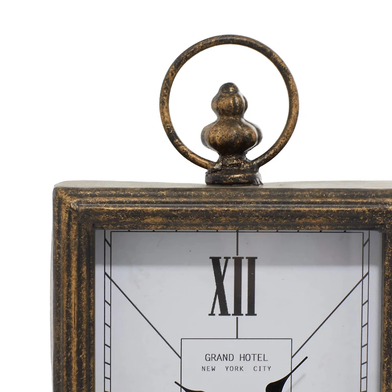 Brass Metal Rustic Clock, 14" x 8" x 4"