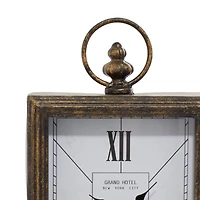 Brass Metal Rustic Clock, 14" x 8" x 4"