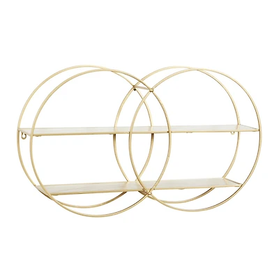 CosmoLiving by Cosmopolitan Gold Metal Contemporary Wall Shelf, 18" x 30" x 6"
