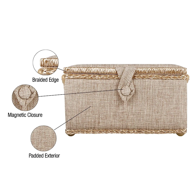 SINGER® Linen Fabric Large Sewing Basket