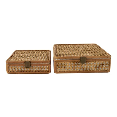Brown Woven Rattan Box Set