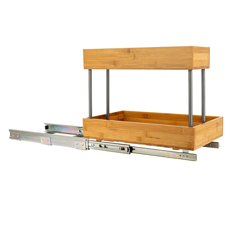 Household Essentials Glidez Steel & Bamboo Slide-Out 2-Tier Storage Organizer
