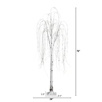 6ft. Pre-Lit White Weeping Willow Artificial Christmas Tree, Warm White LED Lights