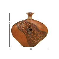 15" Brown Polystone Eclectic Vase