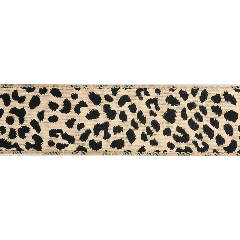 1.5" x 30ft. Cheetah Wired Faux Linen Ribbon by Celebrate It™