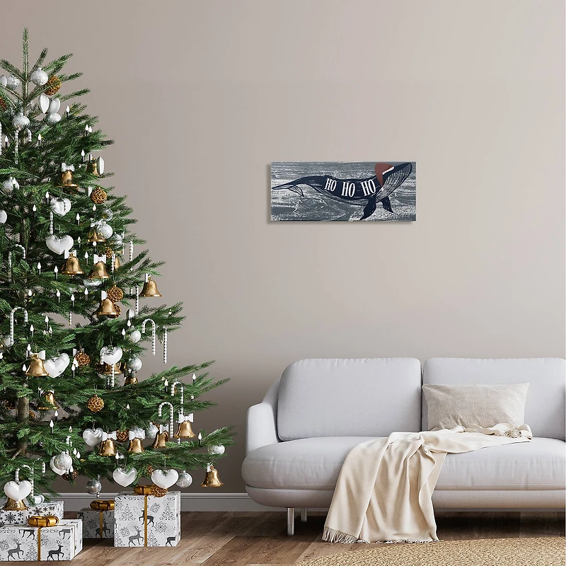 Stupell Industries Ho Ho Ho Christmas Santa Whale Canvas Wall Art