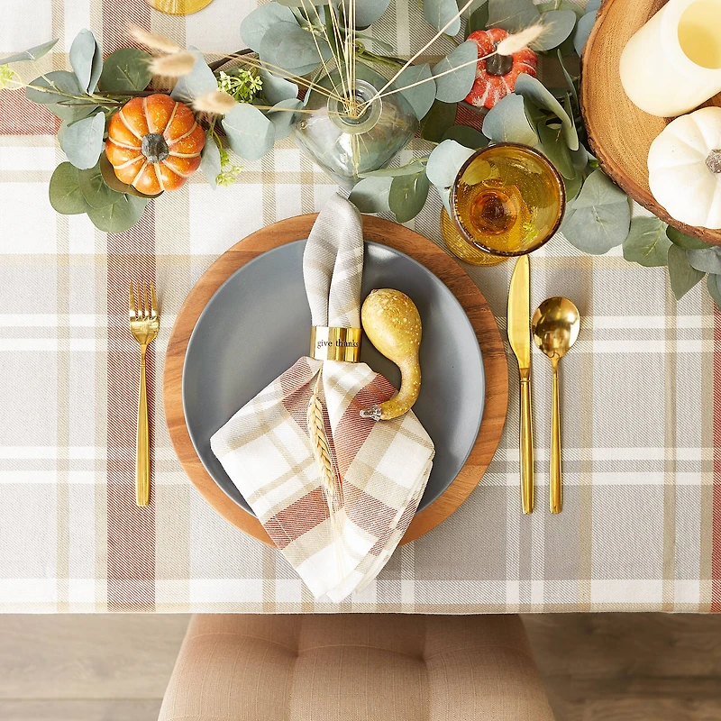 DII® 70" Round Plaid Thanksgiving Cozy Picnic Tablecloth