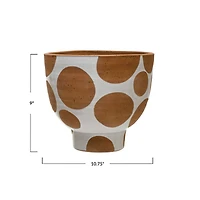 Hello Honey® 9" White & Brown Polka Dot Terra Cotta Pot