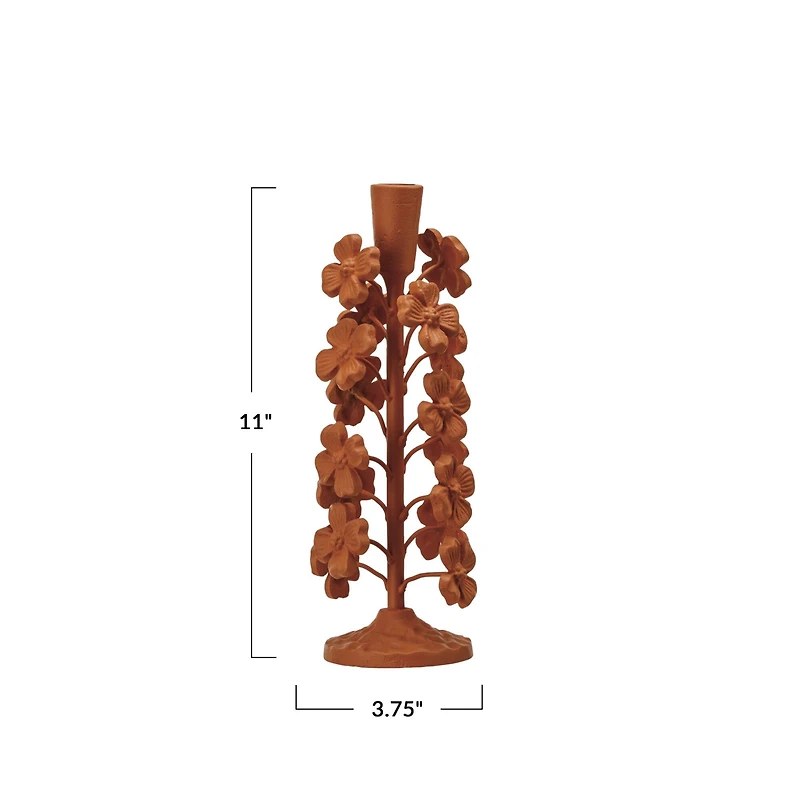 Hello Honey® 11" Terra Cotta Blossom Taper Candle Holder