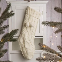 Glitzhome® 24" White Knited Christmas Stocking