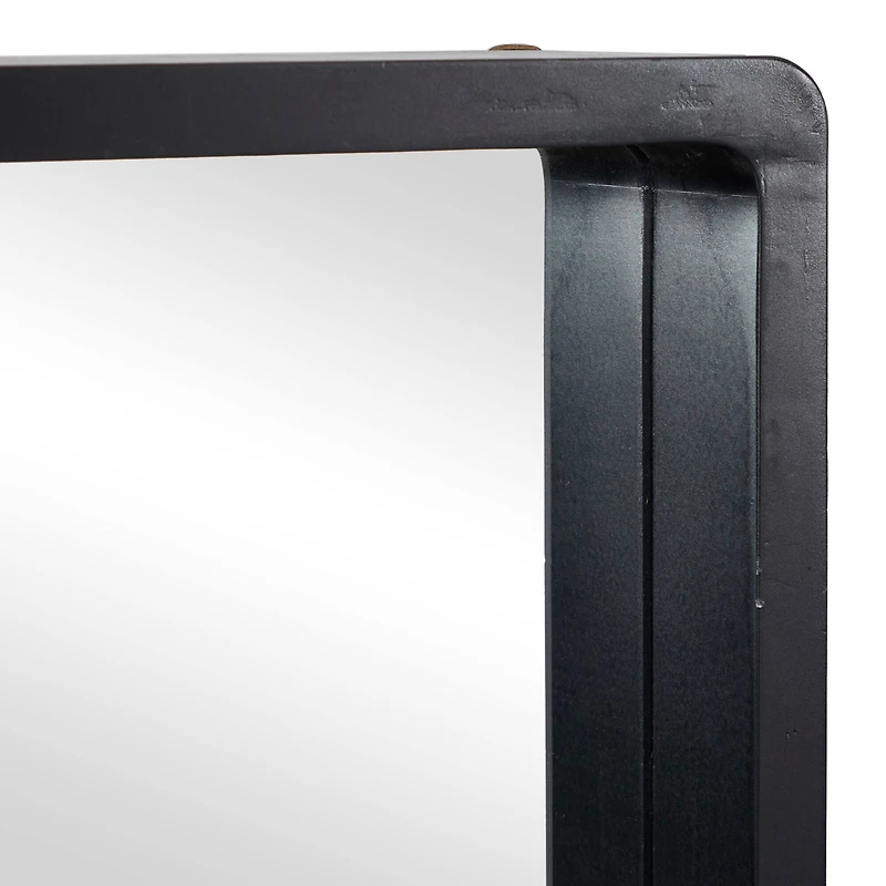 36" Black Contemporary Wood Wall Mirror