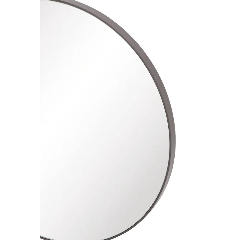 24" Black Wood Contemporary Round Wall Mirror
