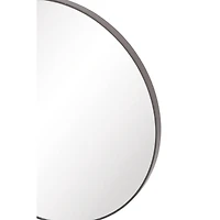 24" Black Wood Contemporary Round Wall Mirror