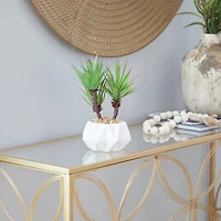 11" Contemporary Style Artificial Succulent in White Ceramic Pot