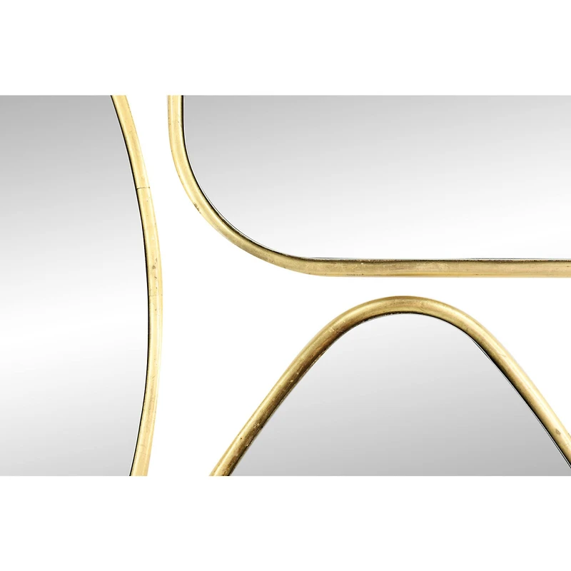 CosmoLiving by Cosmopolitan Set of 4 Gold Wood Glam Wall Mirror, 24", 21", 20"