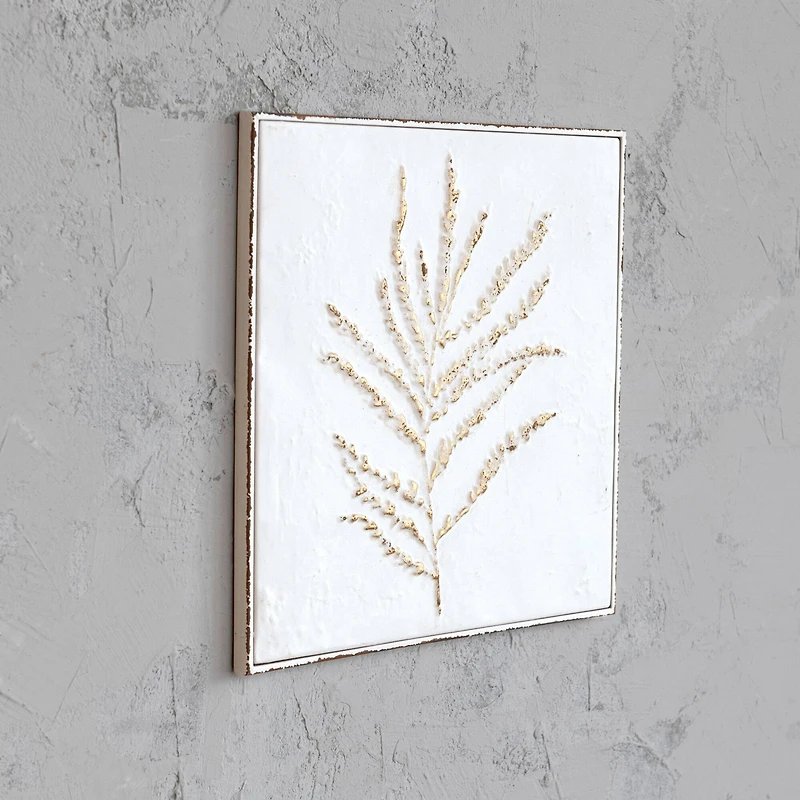 Hello Honey® White Botanical Square Embossed Metal Wall Décor