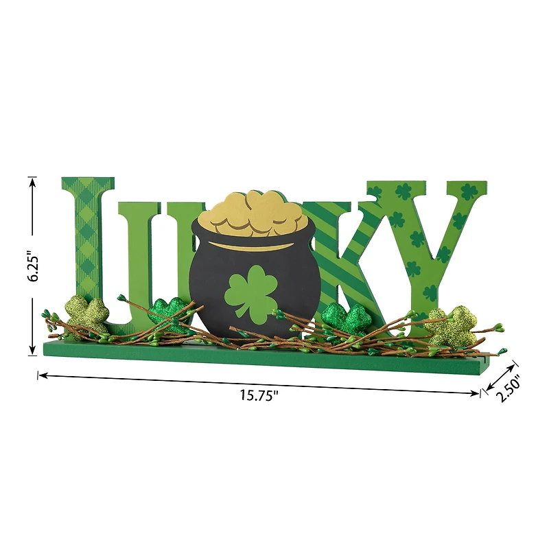 Glitzhome® 15.75" St. Patrick'Lucky Wooden Table Decor
