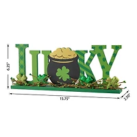 Glitzhome® 15.75" St. Patrick'Lucky Wooden Table Decor