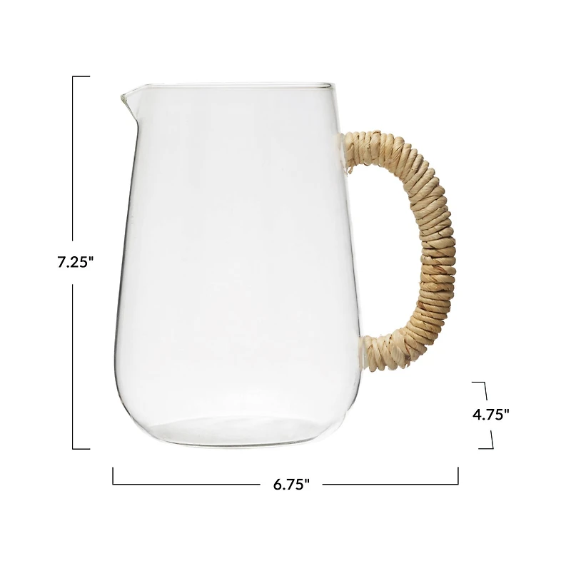 Hello Honey® 7" Glass Pitcher with Natural Rope Wrapped Handle