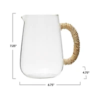 Hello Honey® 7" Glass Pitcher with Natural Rope Wrapped Handle