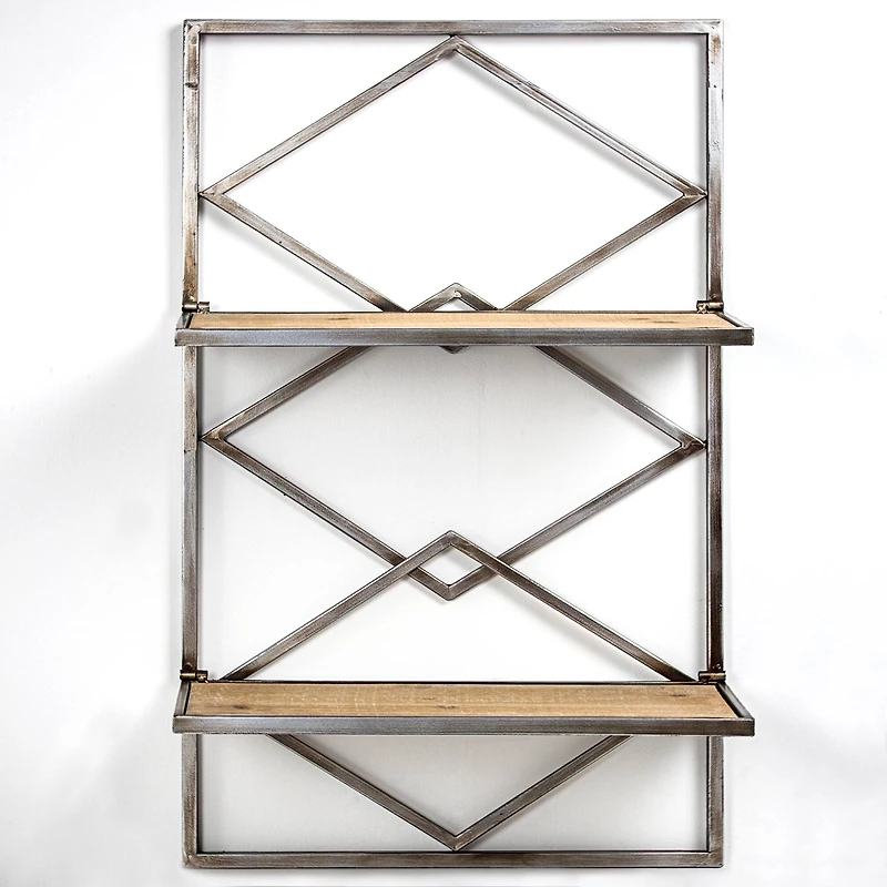 16" Wood & Metal Hanging Shelf Rack