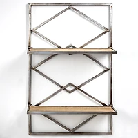 16" Wood & Metal Hanging Shelf Rack