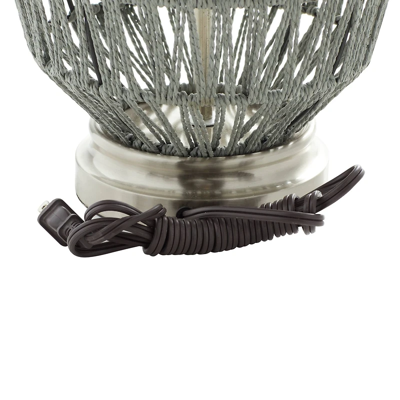 Grey Cotton Coastal Table Lamp, 25" x 15" x 15'