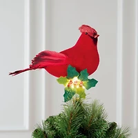 13" Cardinal with Holly Lighted Tree Topper by Ashland®