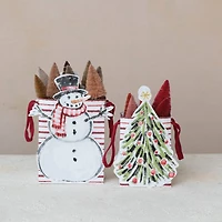 Hello Honey Compact Snowman & Christmas Tree Printed Paper Diecut Gift Bags, 2ct.