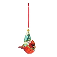 6ct. Glass Gnome & Cardinal Bird Ornament