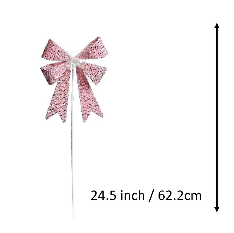 24.5" Pink Tinsel Ribbon Bow Stem by Ashland®