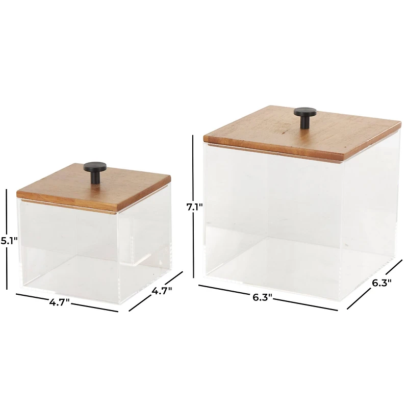 Clear & Brown Box Set with Brown Wooden Lids
