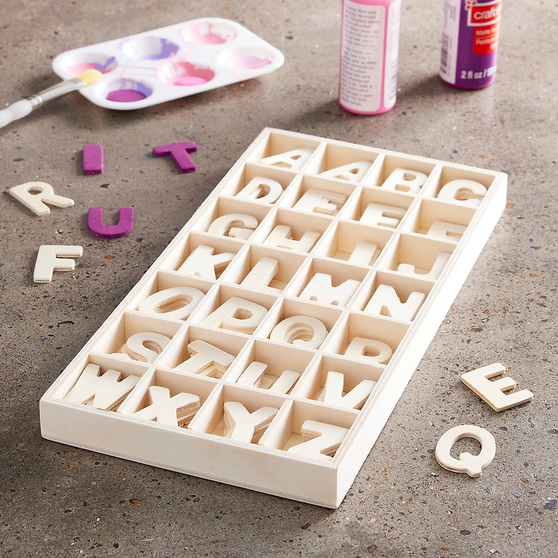 6 Packs: 140 ct. (840 total) 1.25" Punch Cut Wood Alphabet Set by Make Market®