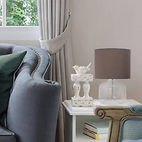 Simple Designs 14" Glass Table Lamp with Gray Fabric Shade